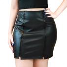 Saia Couro Feminina Curta Zíper Moda Blogueira Festa material sintético
