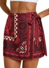 Saia Csvinkiko Wrap Mini Summer Boho Floral Print para mulheres