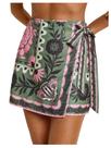 Saia curta envelope floral verde MakeMeChic Saia curta envelope floral verde MakeMeChic
