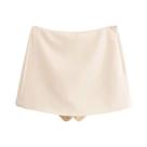 Saia Curta Feminina De Cintura Alta Com Zíper Lateral, Estilo Casual Vintage Para Primavera