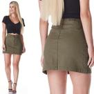 Saia Curta Feminina HNO Jeans Mini Saia Verde