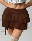 Saia Curta Feminina Tule Babados Camadas Amarração Lateral Moda Verão