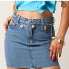 Saia curta maricota feminino azul jeans tam p