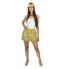 Saia Curta Rodada Amarela Feminina Estampa Floral