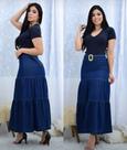 Saia Daniela Longa Azul Moda Evangélica