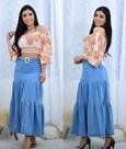 Saia Daniela Longa Azul Moda Evangélica
