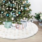Saia de árvore de Natal Dremisland branca e dourada com pele sintética 90cm Saia de árvore de Natal Dremisland branca e dourada com pele sintética 90cm
