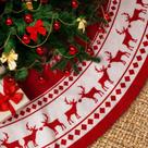 Saia de árvore de Natal Lukisesy Snowflake Reindeer 122cm vermelha