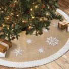 Saia de árvore de Natal, nossa estopa de pele branca quente de floco de neve 120 cm