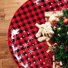 Saia de árvore de Natal OWCRNEF Red Black Buffalo Plaid 48 in Saia de árvore de Natal OWCRNEF Red Black Buffalo Plaid 48 in