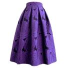 Saia De Baile Floral Roxa Com Cintura Alta Para Mulheres, Elegante E Chic, Comprimento Até O Joelho