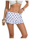 Saia de banho SweatyRocks Ruffle Eyelet, biquíni de cintura baixa, branca, GG Saia de banho SweatyRocks Ruffle Eyelet, biquíni de cintura baixa, branca, GG