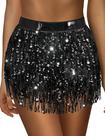Saia de lantejoulas Sarfel Black Fringe Belly Dance Rave Costume Saia de lantejoulas Sarfel Black Fringe Belly Dance Rave Costume