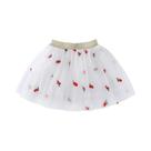 Saia De Malha Floral Bordada Para Meninas, Cintura Elástica, Camadas Macias E Respiráveis, 3-14 Anos