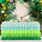 Saia de mesa Besutolife Tutu havaiana com babados verde 76 cm H