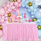 Saia de mesa QueenDream rosa poliéster 2,7 m para chá de bebê Saia de mesa QueenDream rosa poliéster 2,7 m para chá de bebê