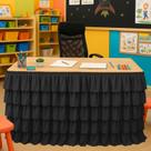 Saia de mesa Wokuaile Black Tutu com babados de 2,7 m para mesa de professores