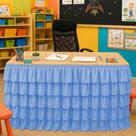 Saia de mesa Wokuaile Blue Ruffled Tutu para mesa de professores de 6 pés