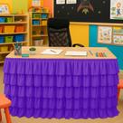 Saia de mesa Wokuaile roxa escura de 2,7 m de poliéster para mesa de professores
