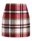 Saia de Natal IDEALSANXUN Fashion Red Xadrez de Lã para Mulheres