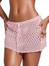 Saia de Praia RoseSeek em Crochê com Tela Transparente Rosa Tamanho Médio