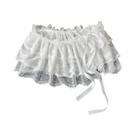 Saia De Renda Coreana Com Flores Brancas, Meia Saia De Tule Para O Verão Feminina, Com Bainha