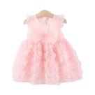 Saia De Renda Rosa Princesa Doce De Verão Com Laço Grande E Manga Borboleta, Novo Estilo Para