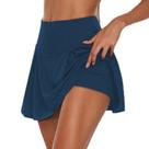 Saia de tênis feminina de cintura alta com shorts embutidos 3GG azul