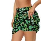 Saia de tênis Suhoaziia Saia de golfe de cintura alta com estampa de folhas verdes