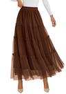Saia de Tule PRETTYGARDEN Feminina Moda Outono Marrom Tamanho G