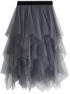 Saia de tule Reaowazo Fairy A-Line, cintura alta, Halloween, cinza escuro