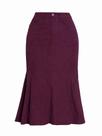 Saia de veludo cotelê Allegra K de cintura alta Fishtail Midi Burgundy
