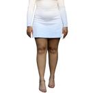 Saia Duas Fendas Basica Elegante Tecido Bengaline Plus Size - Branca