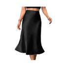Saia Elegante De Cetim Em A, Comprimento Médio, Poliéster, Estilo Europeu-Americano, Primavera Verão