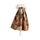 Saia Elegante De Cintura Alta Com Estampa Floral Para Mulheres, Comprimento Até O Joelho, Caimento