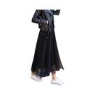 Saia Elegante De Tule De Cintura Alta Para Mulheres, Moda Coreana, Malha Branca E Preta, Plissada,