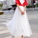 Saia Elegante De Tule Vintage De Cintura Alta Para Mulheres, Plissada Em Malha, Estilo Coreano, Para