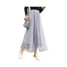 Saia Elegante De Tule Vintage De Cintura Alta Para Mulheres, Plissada Em Malha, Estilo Coreano, Para