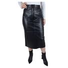 Saia Feminina Autenticada Leather Midi Preta - 7865 Saia Feminina Autenticada Leather Midi Preta - 7865