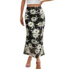 Saia feminina de verão, corte justo, estampa floral, cintura alta