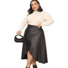 Saia Feminina Envelope Midi Transpassada material sintético Evangélica