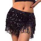 Saia Feminina Franja Paetê Fantasia Carnaval Dança Festa Fita Lantejoula Mini Curta Look Tendência Brilho Figurino Bloquinho Bloco
