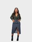 Saia Feminina Jeans Maxi Cós Duplo