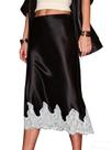 Saia feminina KateModa, cetim, cintura alta, seda, preta, S
