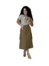 Saia feminina longa collor tecido sem lycra