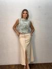 Saia Feminina Midi com Fenda Frontal