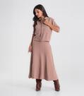 Saia Feminina Midi Evasê Em Alfaiataria Endless Marrom