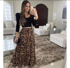 Saia feminina onça estampada longa