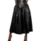 Saia feminina plus size em couro PU, patchwork, cintura alta