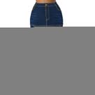 Saia feminina plus size, jeans longa, cintura alta, estilo casual